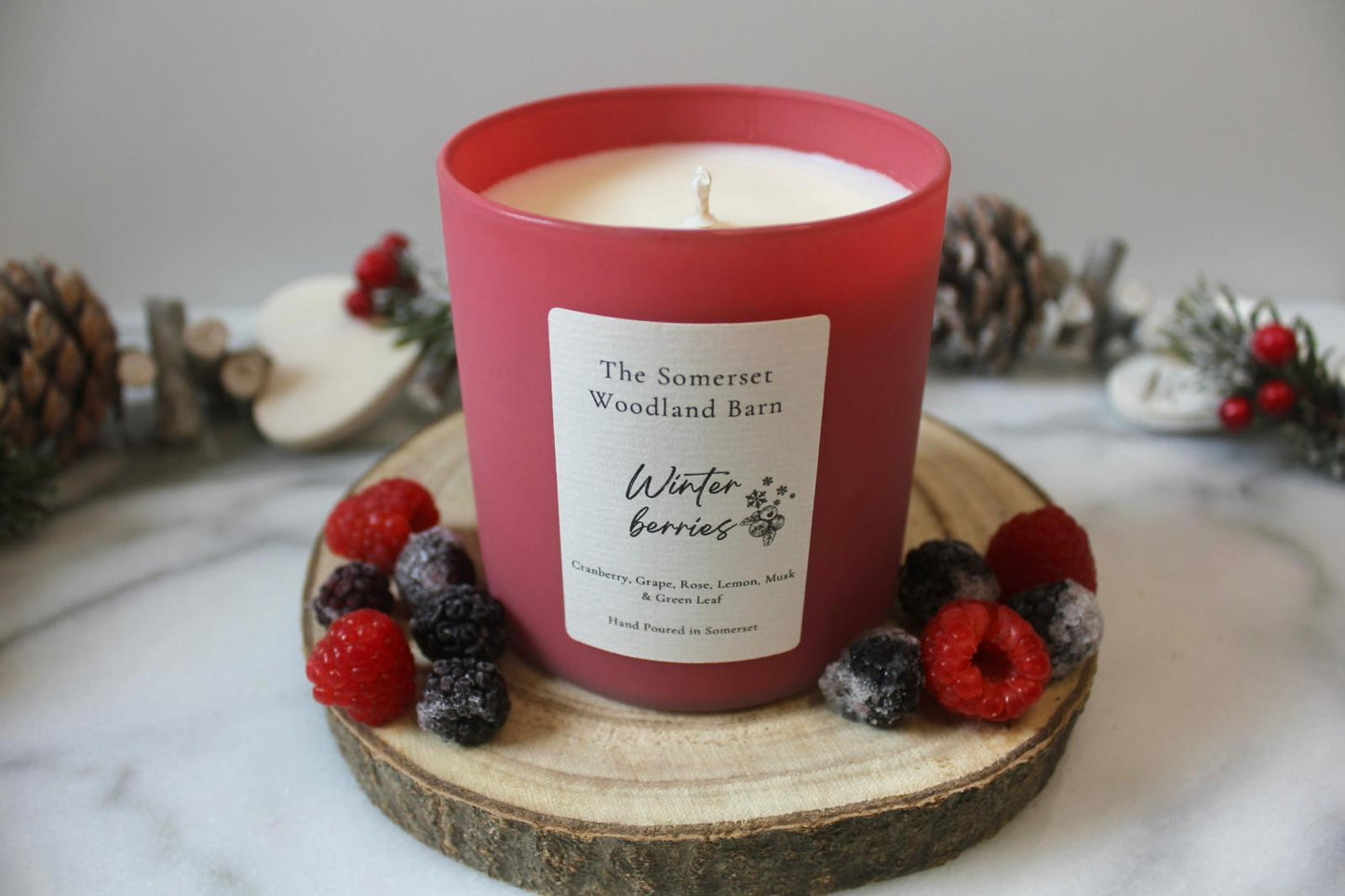 Winter Berries Pastel Candle
