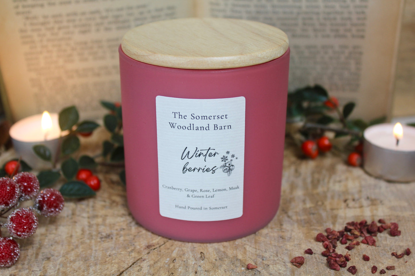 Winter Berries Pastel Candle